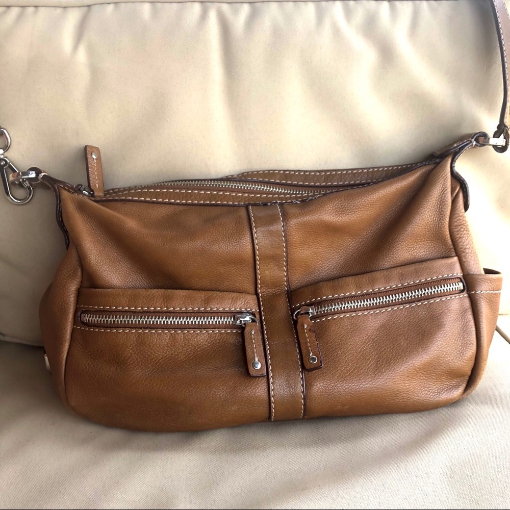 Tignanello Brown Leather Multi Pocket Shoulder Bag - image 3